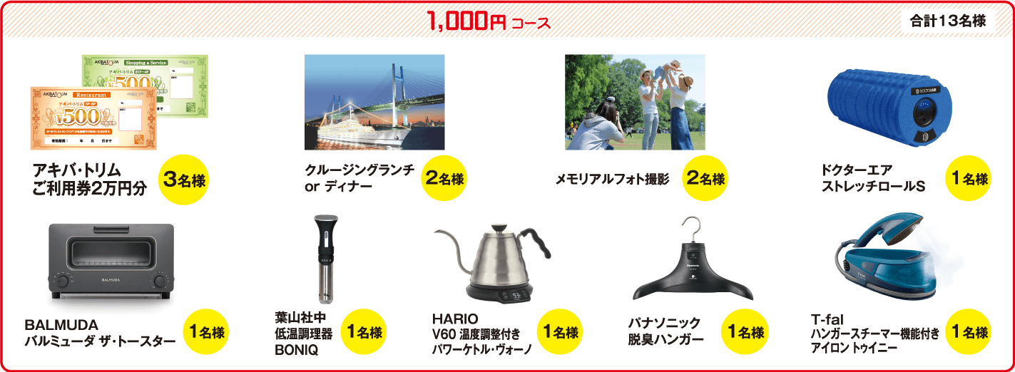 1,000円コース賞品
